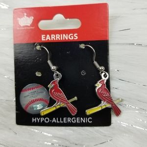Red Cardinal Bird Dangling Earrings